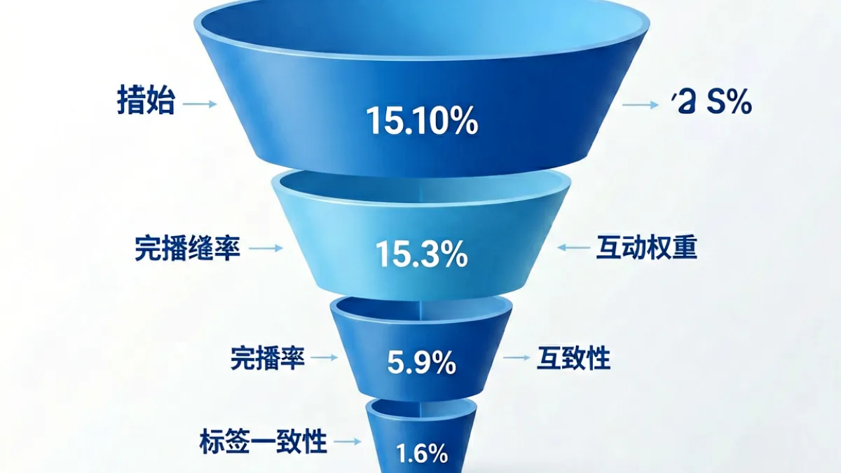 香蕉视频内容分发流量漏斗示意图，从初始流量池到多级推荐层级的数据流动过程